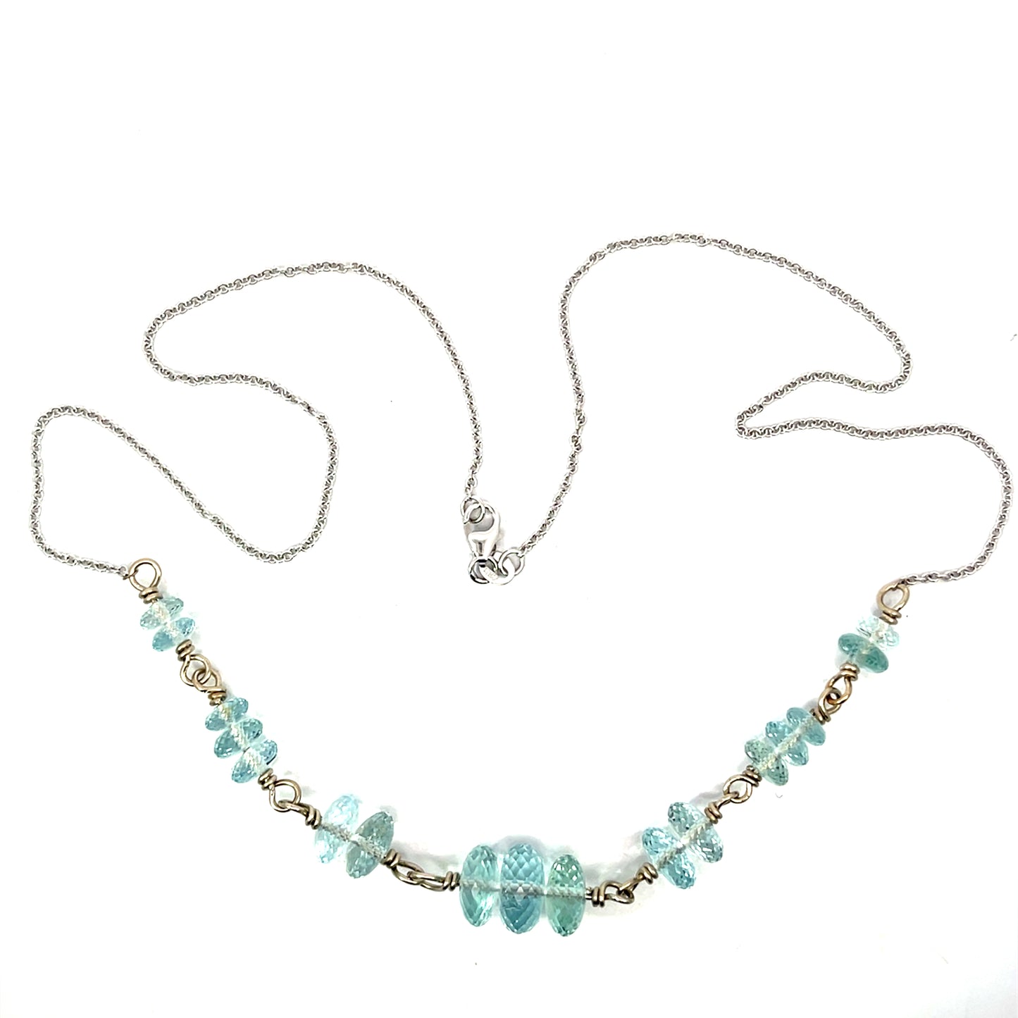 18k White Gold and Pakistan Aquamarine Bead Necklace