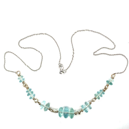 18k White Gold and Pakistan Aquamarine Bead Necklace