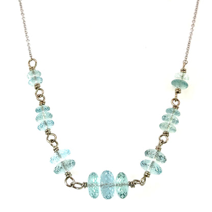 18k White Gold and Pakistan Aquamarine Bead Necklace