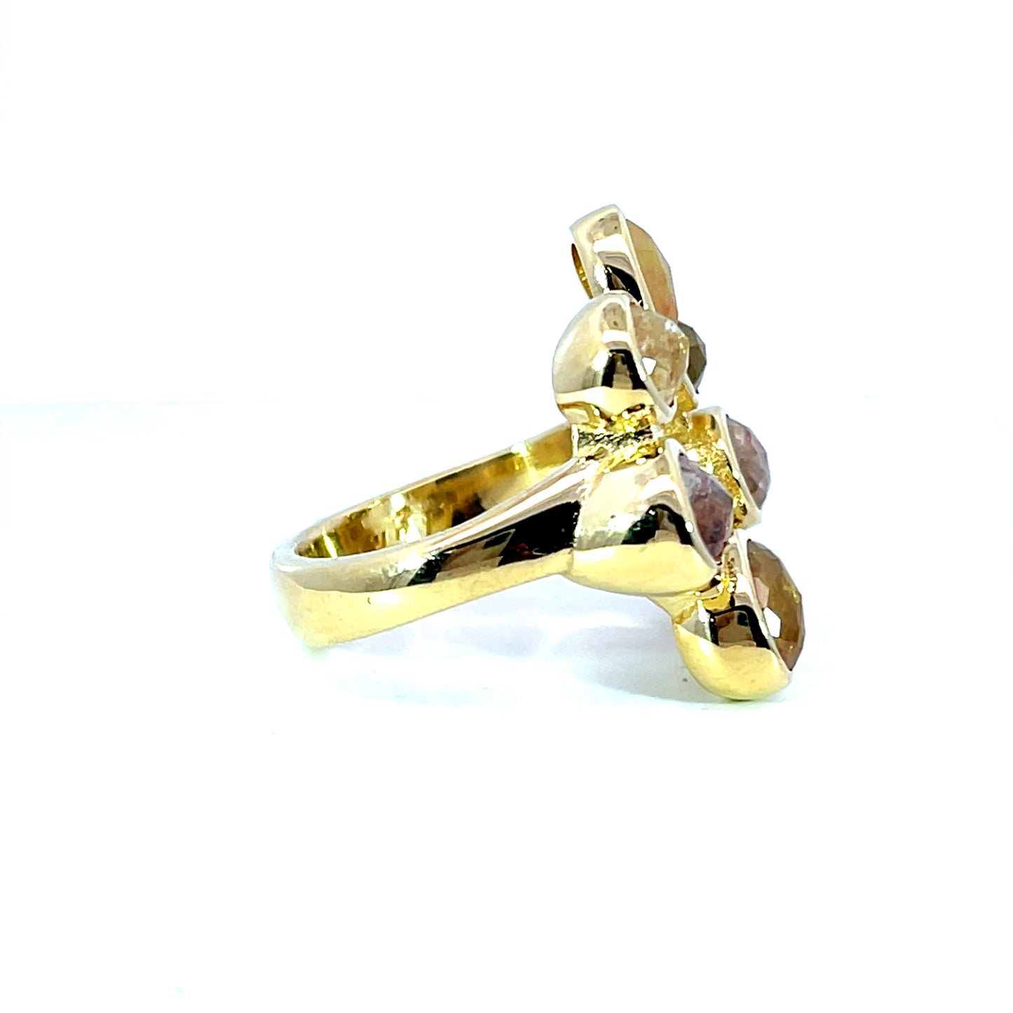18k Yellow Gold 7 Diamond Rose Ring