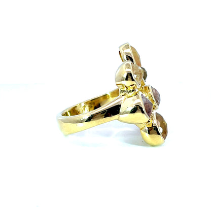 18k Yellow Gold 7 Diamond Rose Ring