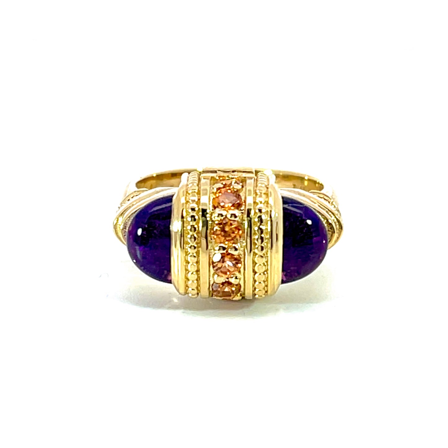 18k Yellow Gold Arch Ring with Amethysts and Citrines