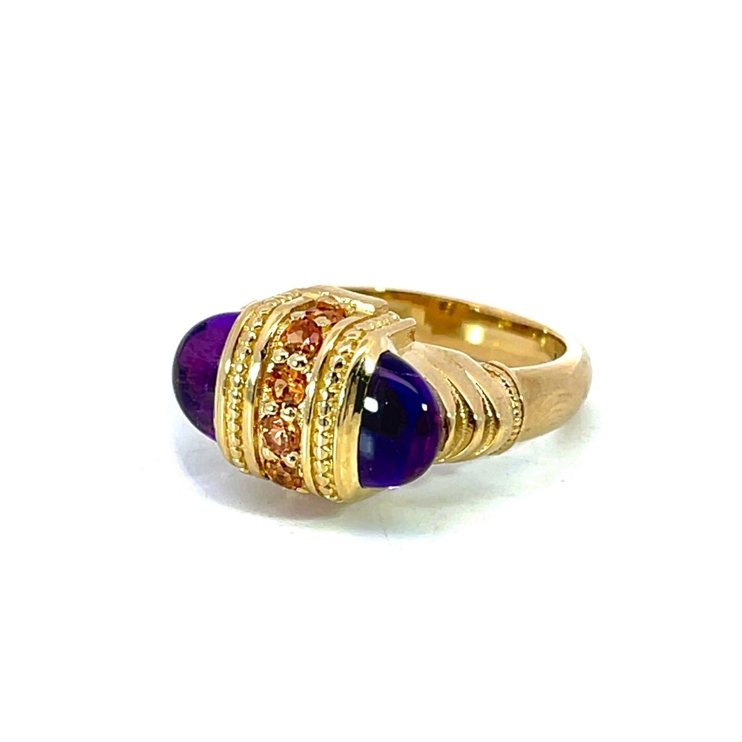 18k Yellow Gold Arch Ring with Amethysts and Citrines