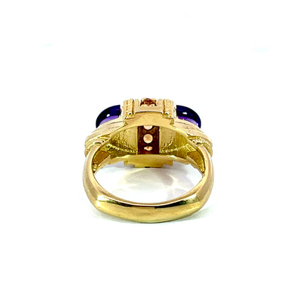 18k Yellow Gold Arch Ring with Amethysts and Citrines