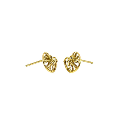 18k Yellow Gold White Diamond Ammonite Studs