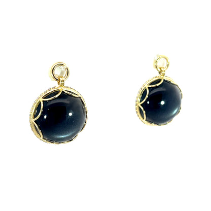 18k Yellow Gold Black Moonstone Earring Jackets with Champagne Diamonds