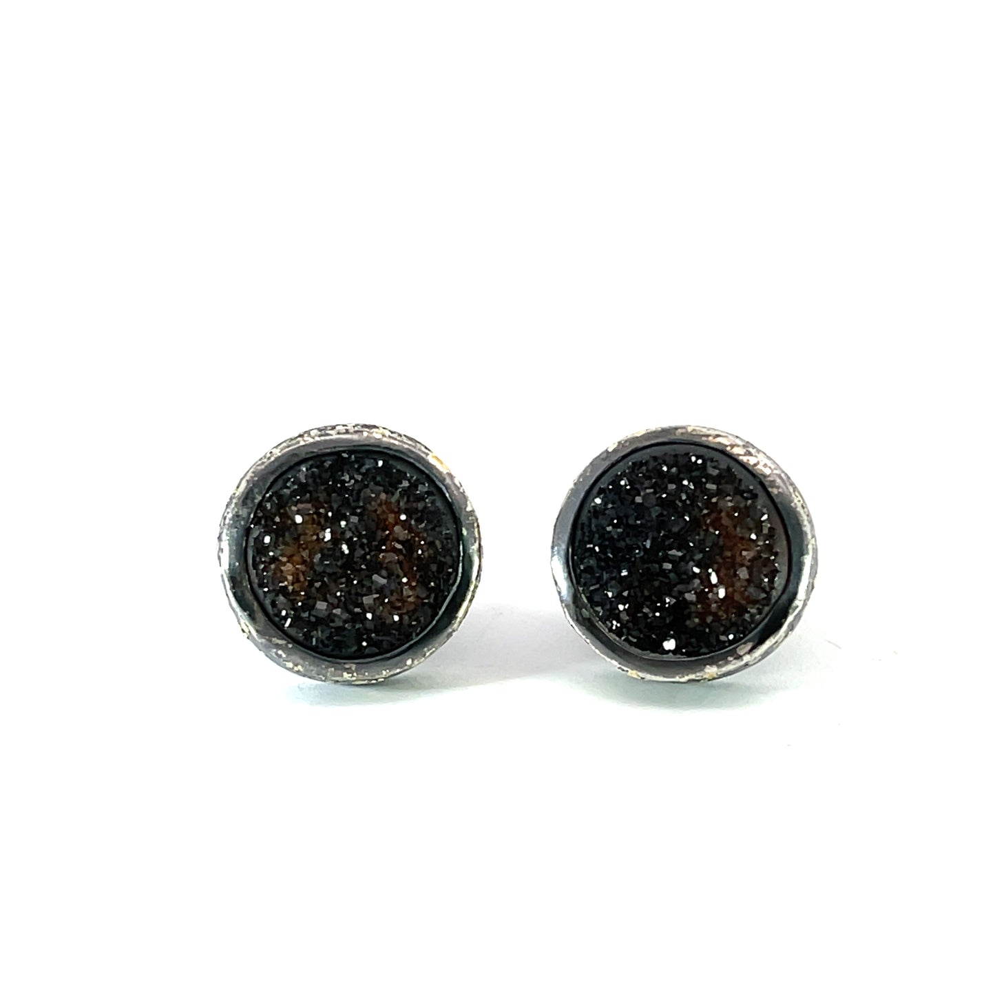 18k Yellow Gold Brown Druzy Studs