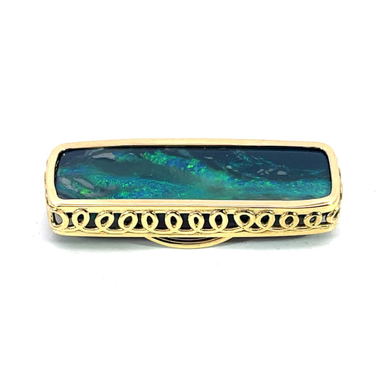 18k Yellow Gold Black Opal Clasp