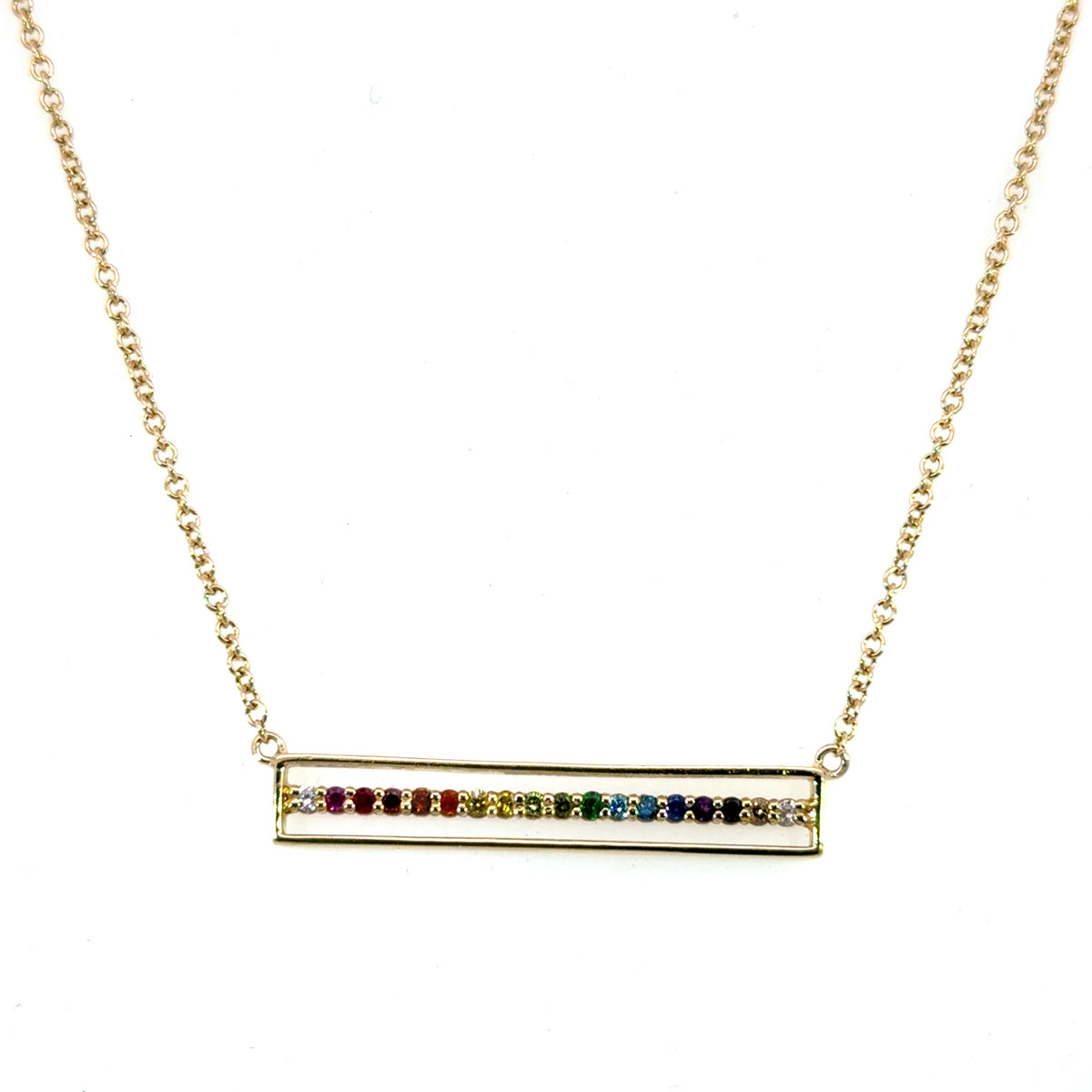 18k Yellow Gold "Equality" Bar Necklace