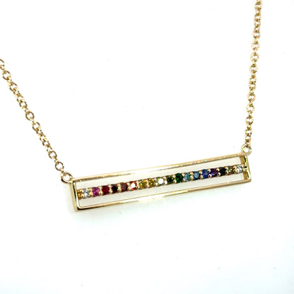 18k Yellow Gold "Equality" Bar Necklace
