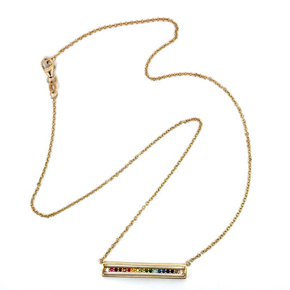 18k Yellow Gold "Equality" Bar Necklace