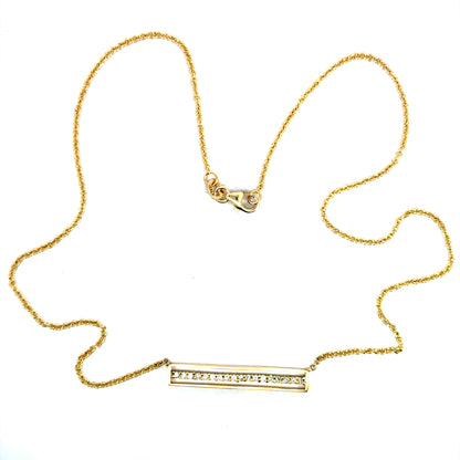 18k Yellow Gold Floating Diamond Bar Necklace