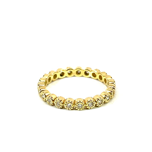 18k Yellow Gold Ladies Wedding Band Set with White Diamonds