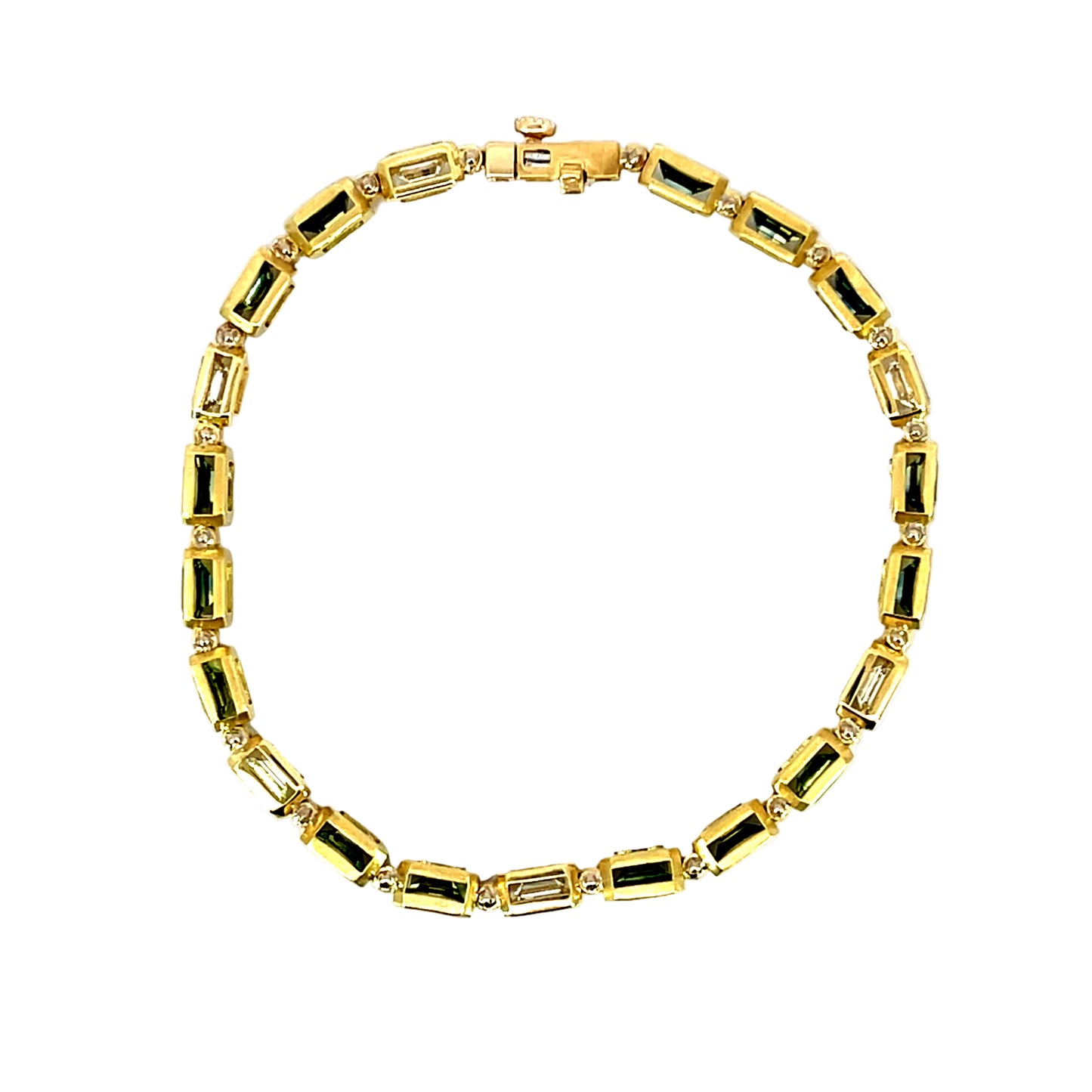 18k Yellow Gold Montana Sapphire and Diamond Bracelet