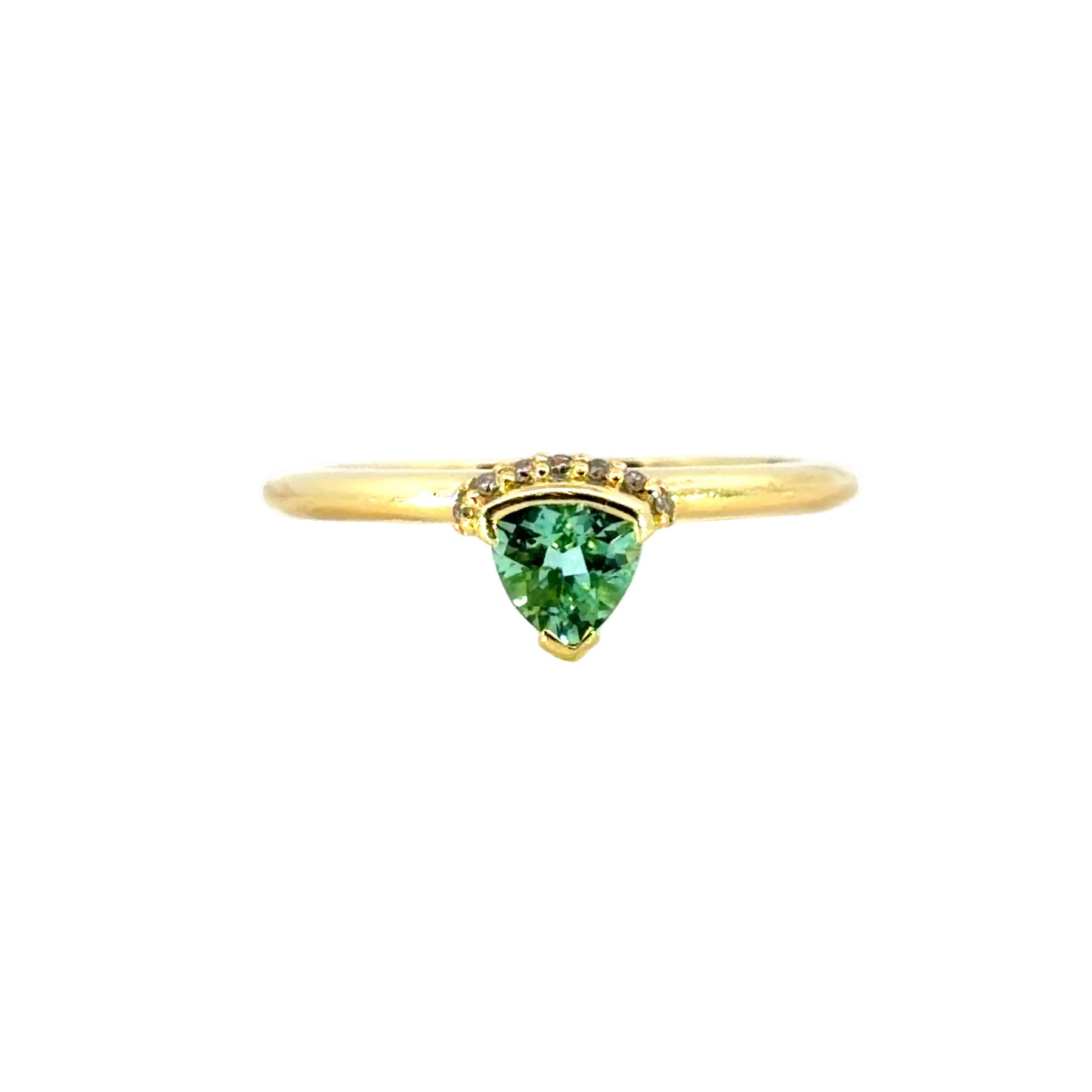 18k Yellow Gold Offset Trillion Tourmaline Ring
