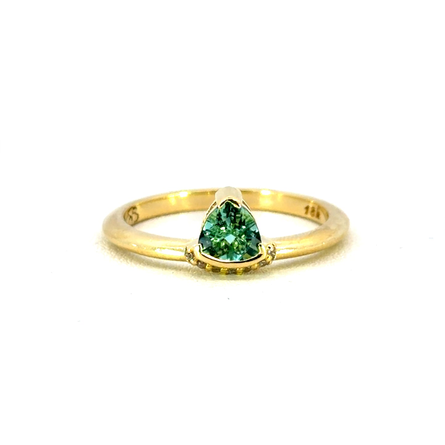18k Yellow Gold Offset Trillion Tourmaline Ring