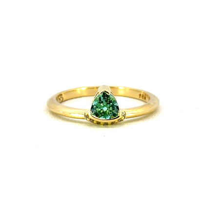 18k Yellow Gold Offset Trillion Tourmaline Ring