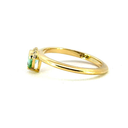 18k Yellow Gold Offset Trillion Tourmaline Ring