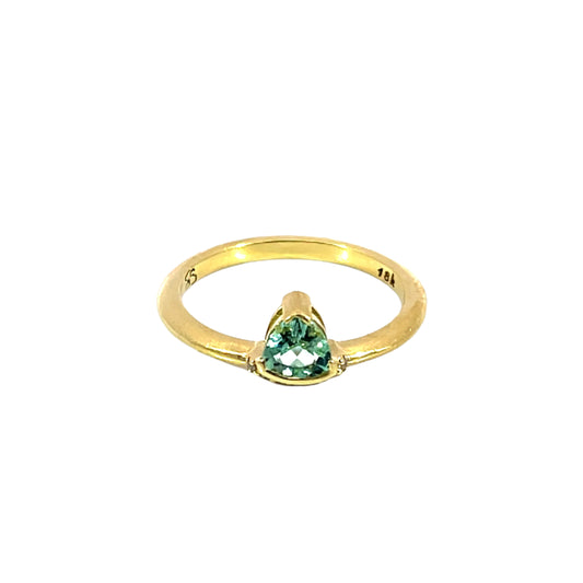 18k Yellow Gold Offset Trillion Tourmaline Ring