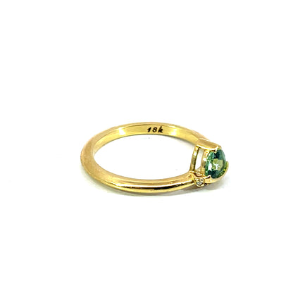 18k Yellow Gold Offset Trillion Tourmaline Ring