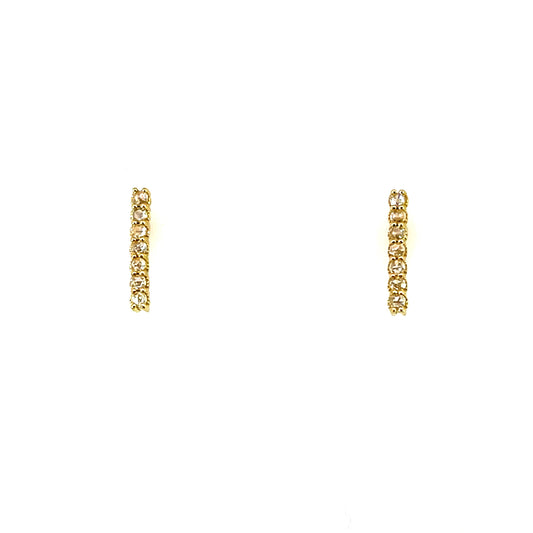 18k Yellow Gold Rose Cut Bar Studs