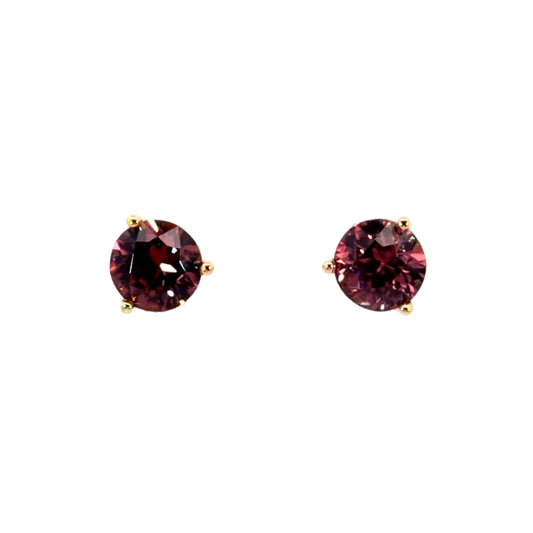 18k Yellow Gold 3.22ct Rose Zircon Martini Head Studs