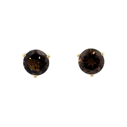18k Yellow Gold Smoky Quartz Martini Head Studs