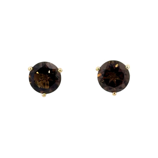 18k Yellow Gold Smoky Quartz Martini Head Studs