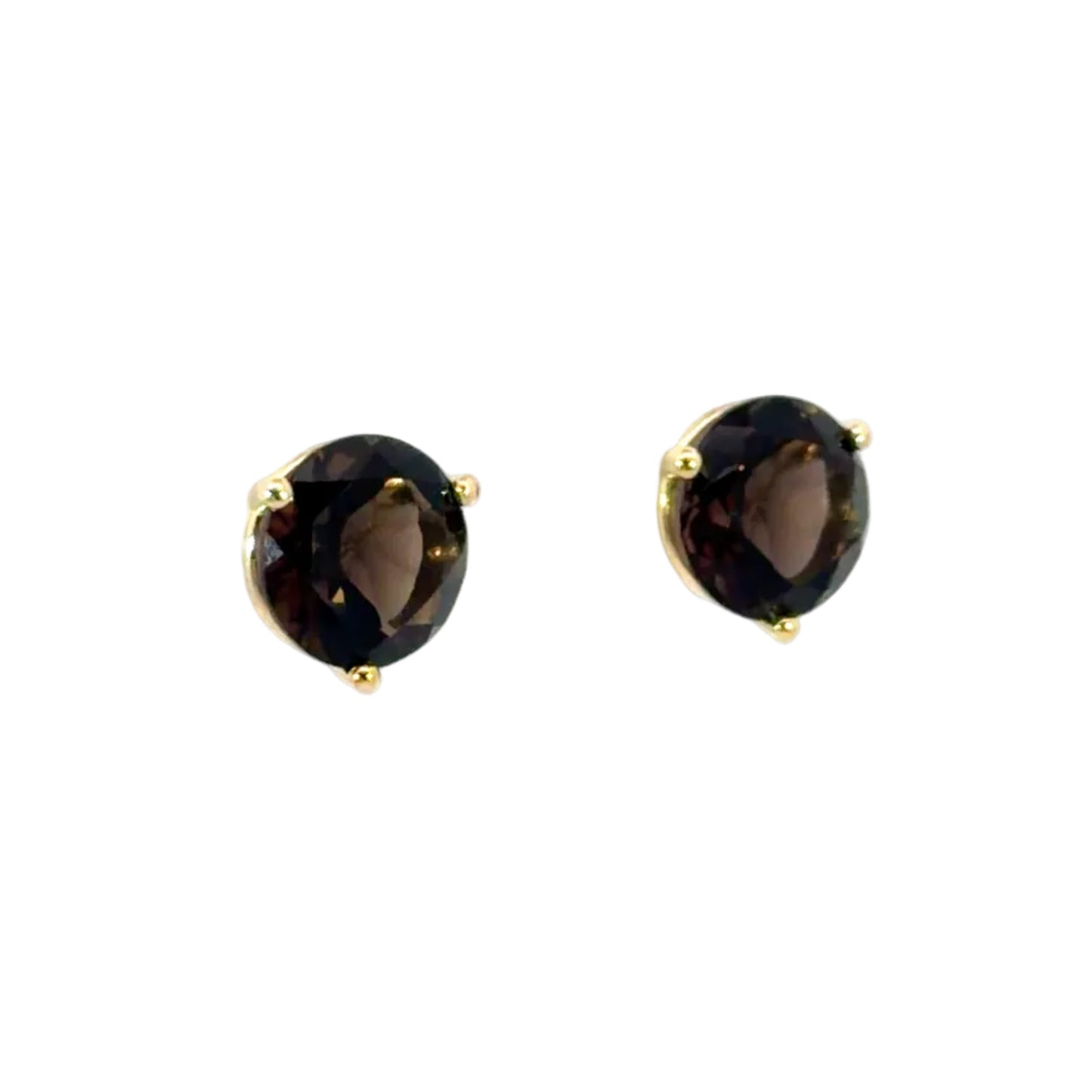 18k Yellow Gold Smoky Quartz Martini Head Studs
