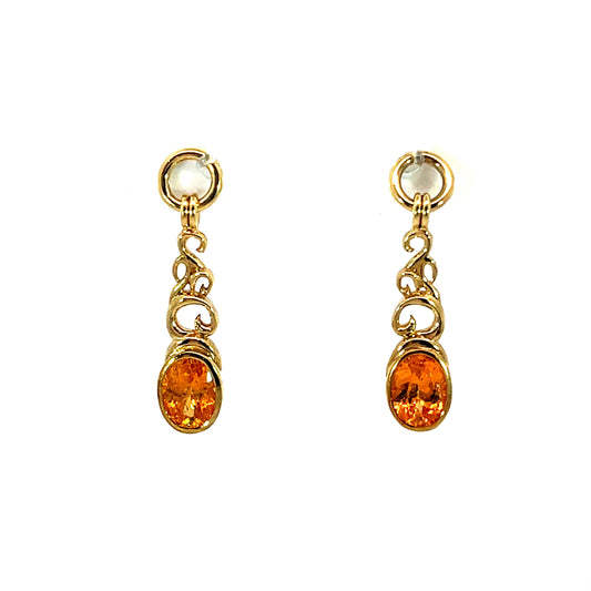 18k Yellow Gold Spessartite Garnet Earring Jackets