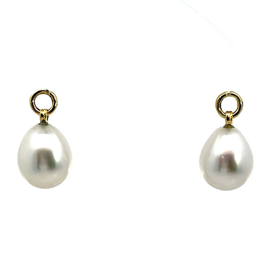 18k Yellow Gold South Sea White Pearl Earring Jackets