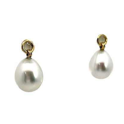 18k Yellow Gold South Sea White Pearl Earring Jackets
