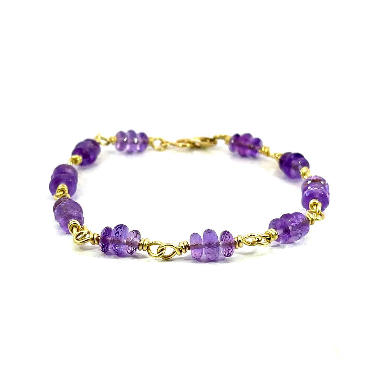 18k Yellow Gold and Amethyst Bead Bracelet
