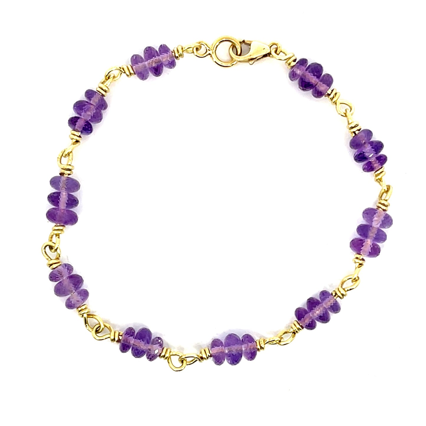 18k Yellow Gold and Amethyst Bead Bracelet