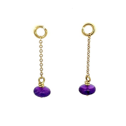 18k Yellow Gold and Zambia Amethyst Bead Dangle Earring Jackets