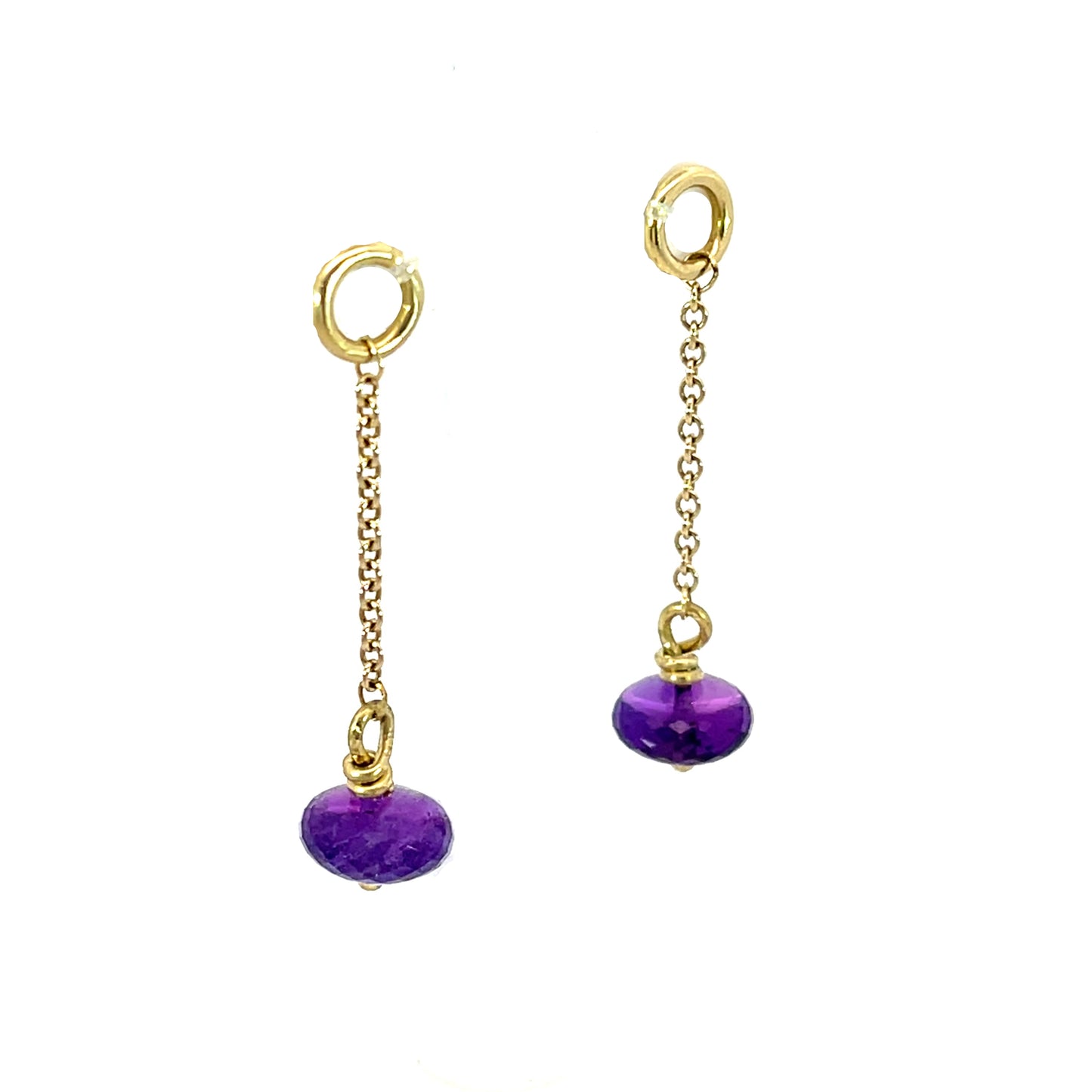 18k Yellow Gold and Zambia Amethyst Bead Dangle Earring Jackets