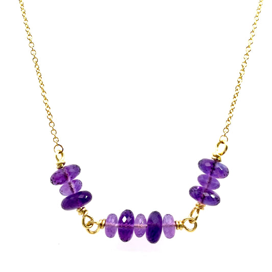 18k Yellow Gold and Zambia Amethyst Bead Necklace