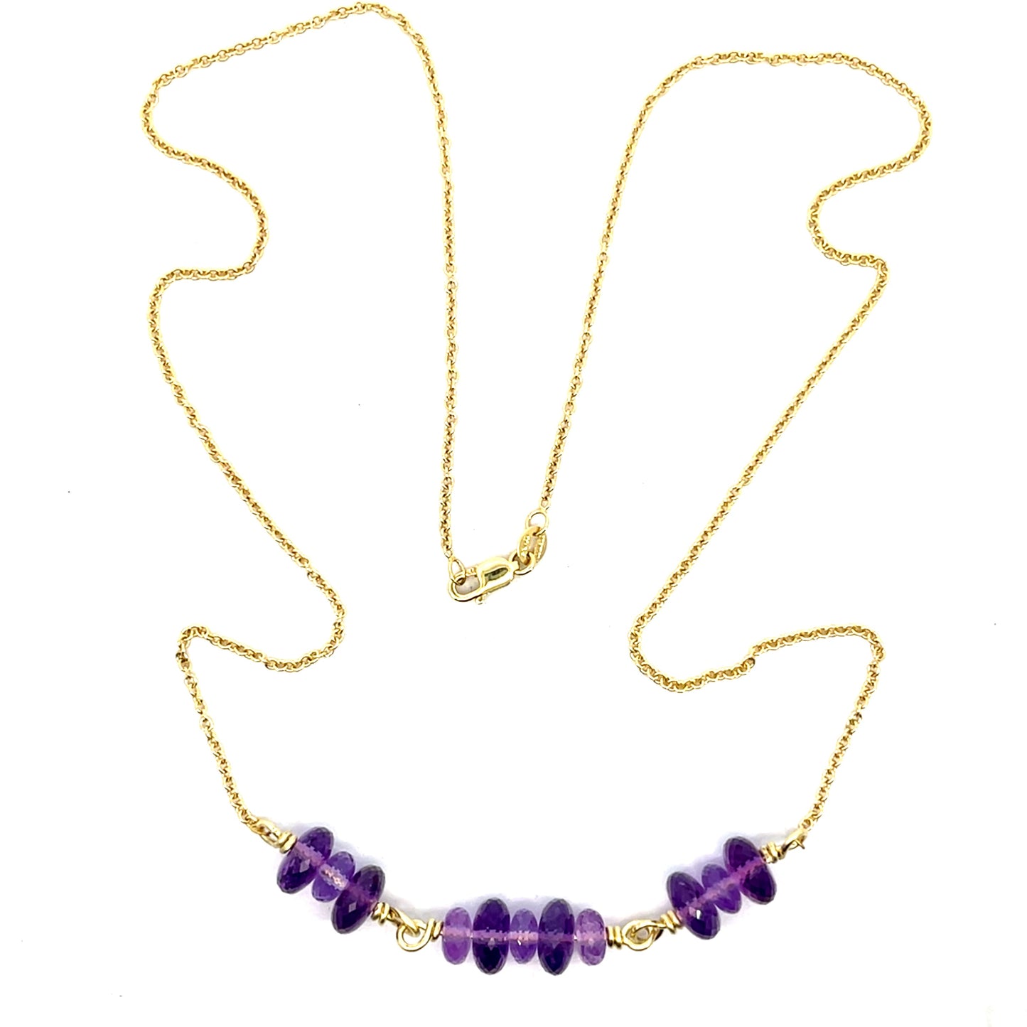 18k Yellow Gold and Zambia Amethyst Bead Necklace