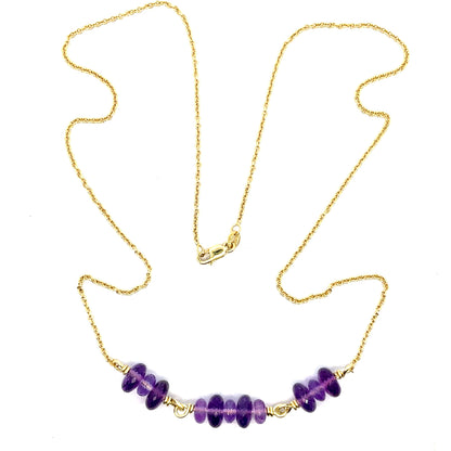 18k Yellow Gold and Zambia Amethyst Bead Necklace