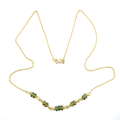 18k Yellow Gold and Nambia Demantoid Garnet Bead Necklace