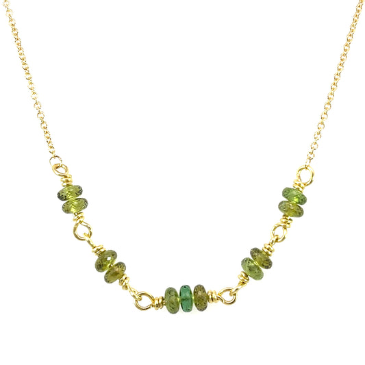 18k Yellow Gold and Nambia Demantoid Garnet Bead Necklace