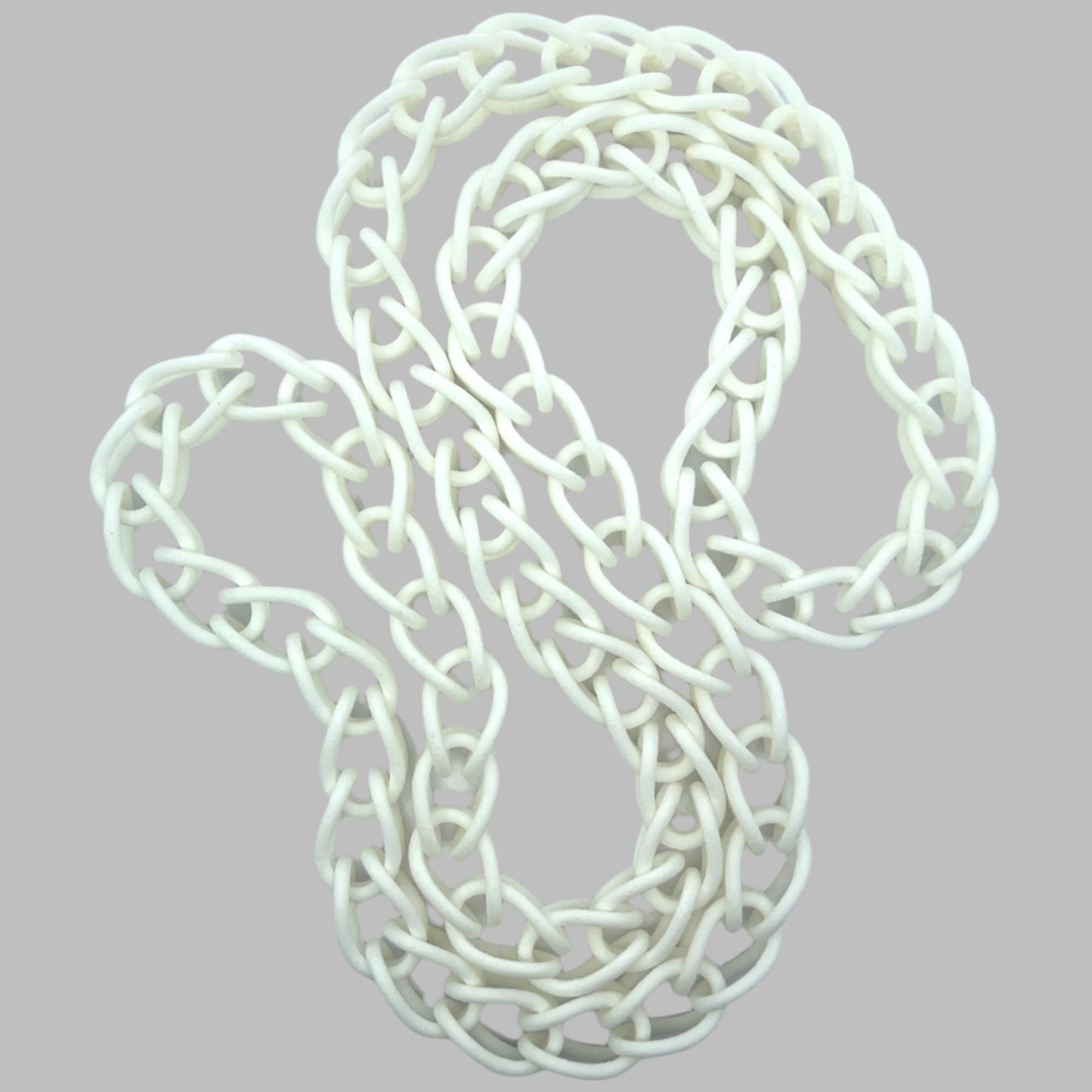 32 Inch White Nylon Folded Link Necklace