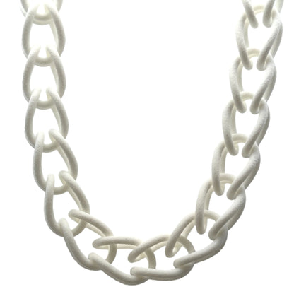 32 Inch White Nylon Folded Link Necklace