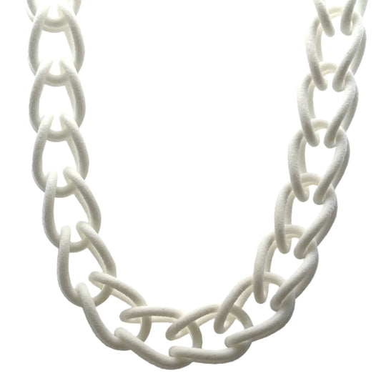 32 Inch White Nylon Folded Link Necklace