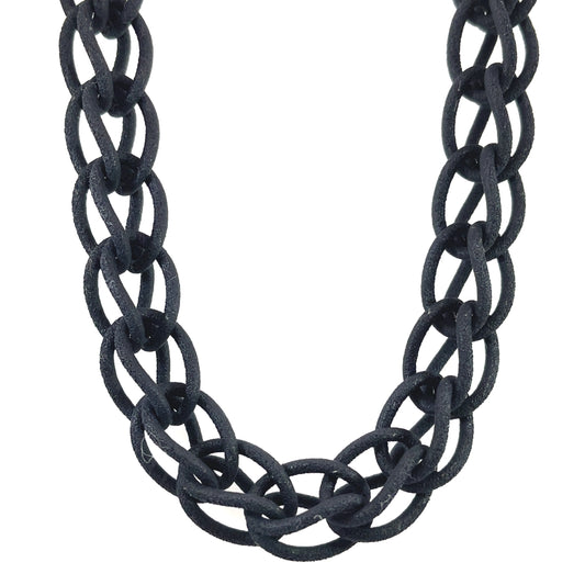 32 Inch Black Nylon Folded Link Necklace