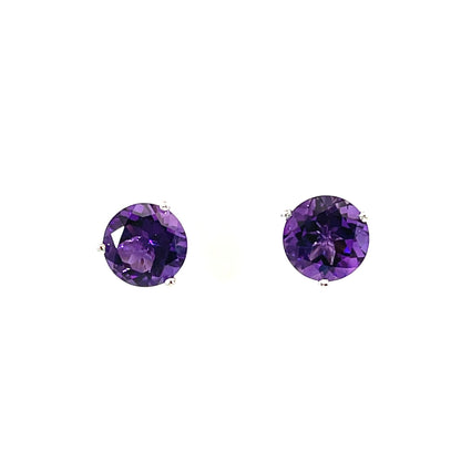 Amethyst Studs with 18k White Gold