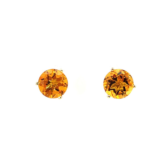 Citrine Studs with 18k Yellow Gold