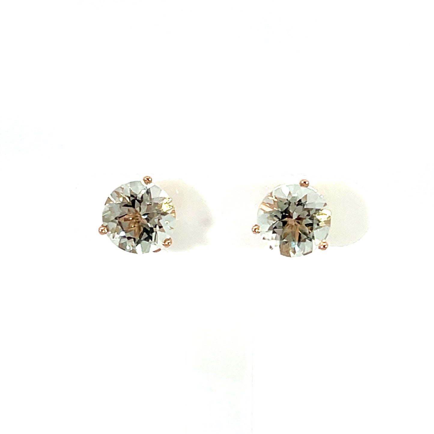 Green Quartz Studs with 18k Rose Gold