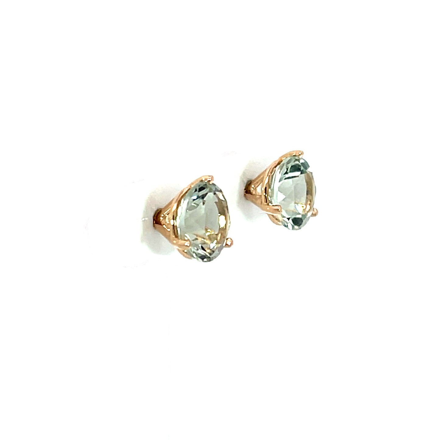 Green Quartz Studs with 18k Rose Gold