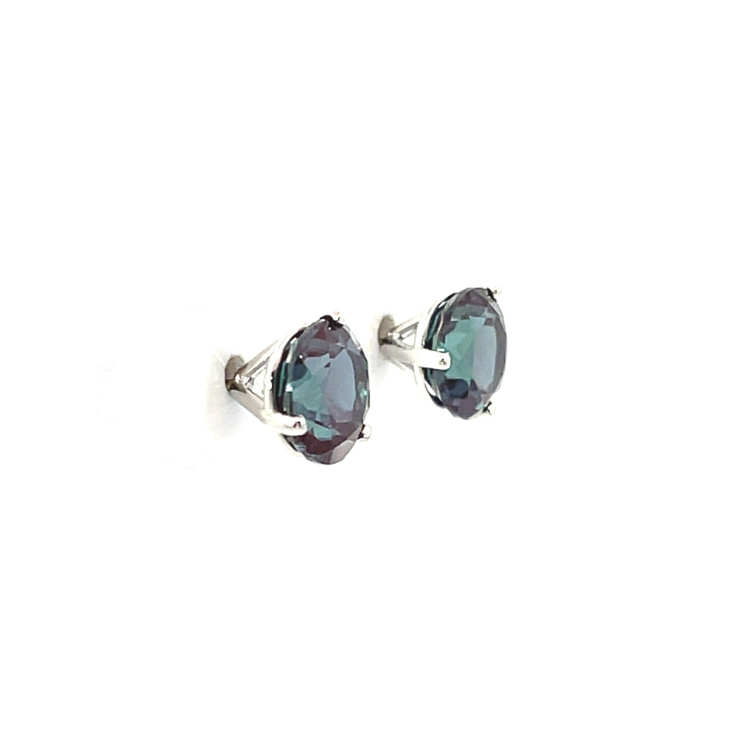 Lab Alexandrite Studs with 18k White Gold